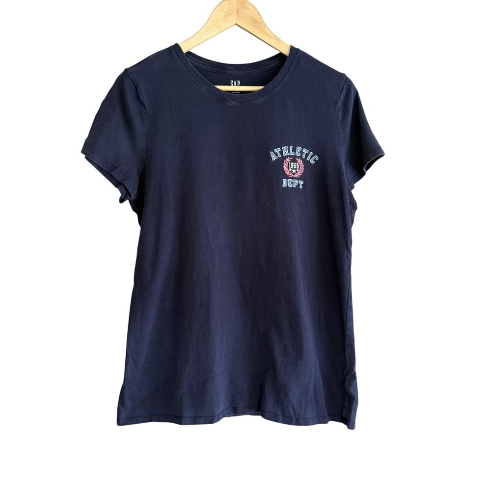 GAP Crewneck T-Shirt Short Sleeve Cotton Navy Athletic‎ Department Size L TALL